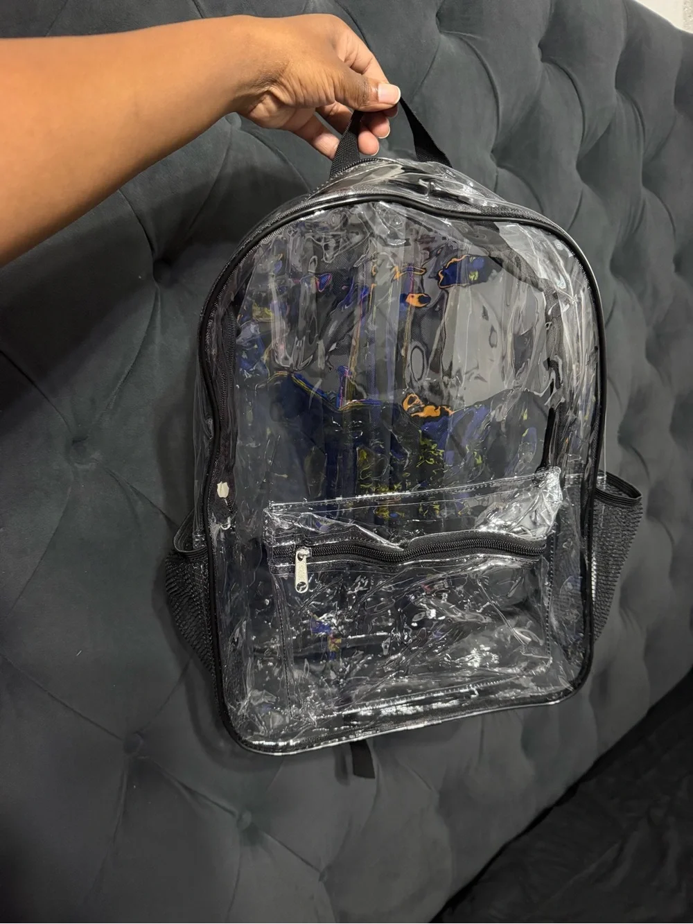 Clear PVC Backpack with Black Trim